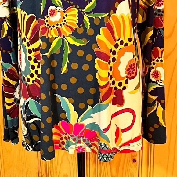 Johnny Was Janie Vibrant Floral Long Sleeve Top Sz-L - Picture 4 of 10